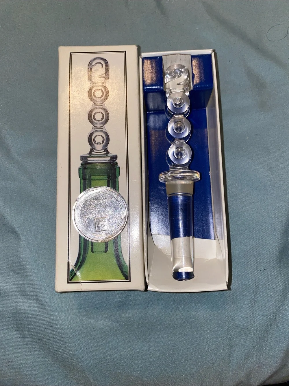 Mikasa Crystal Bubble Wine Stopper - wClear Glass with Blue Accent